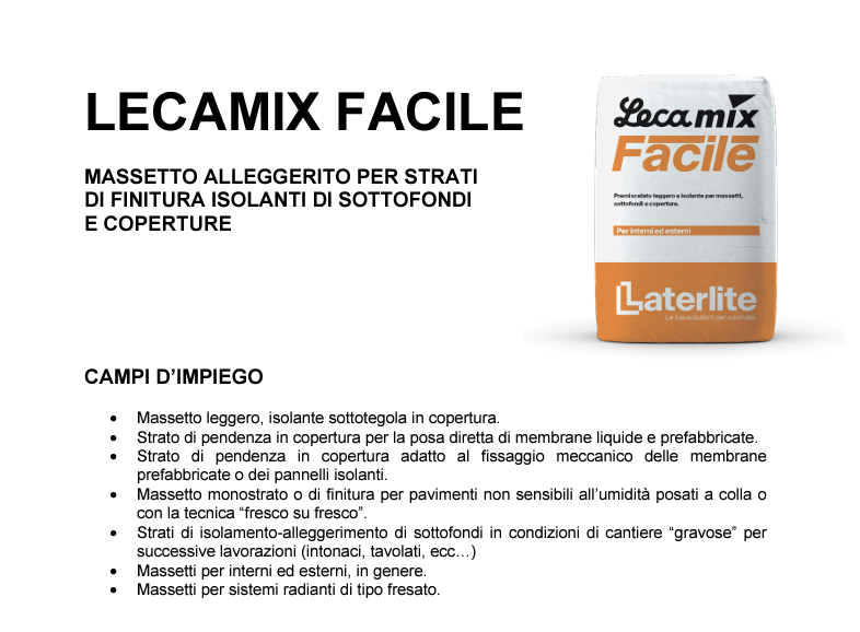 Scheda Tecnica Lecamix Facile