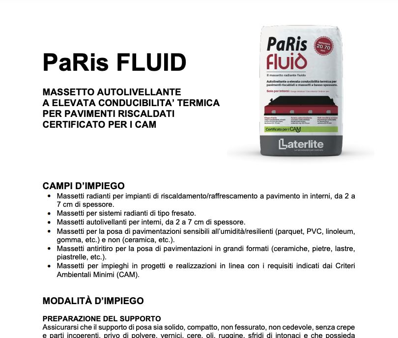 PaRis Fluid Scheda Tecnica